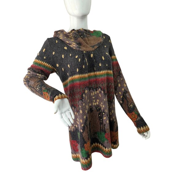 Radzoli Bambi Cowl Neck Tunic Sweater Sz L Boho Artwear Acrylic Blend Pullover - Picture 1 of 9
